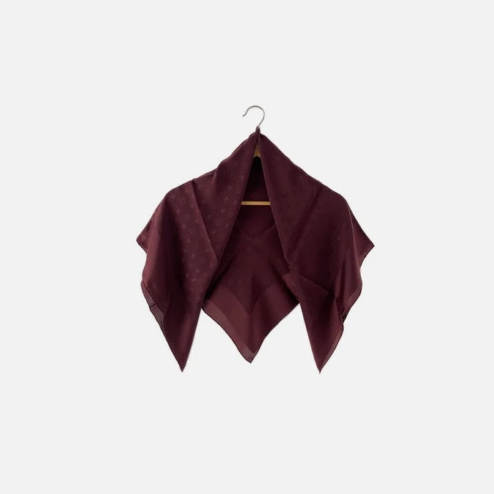 Sold - Louis Vuitton LV bordeaux 100% silk scarf - Picture 1 of 4